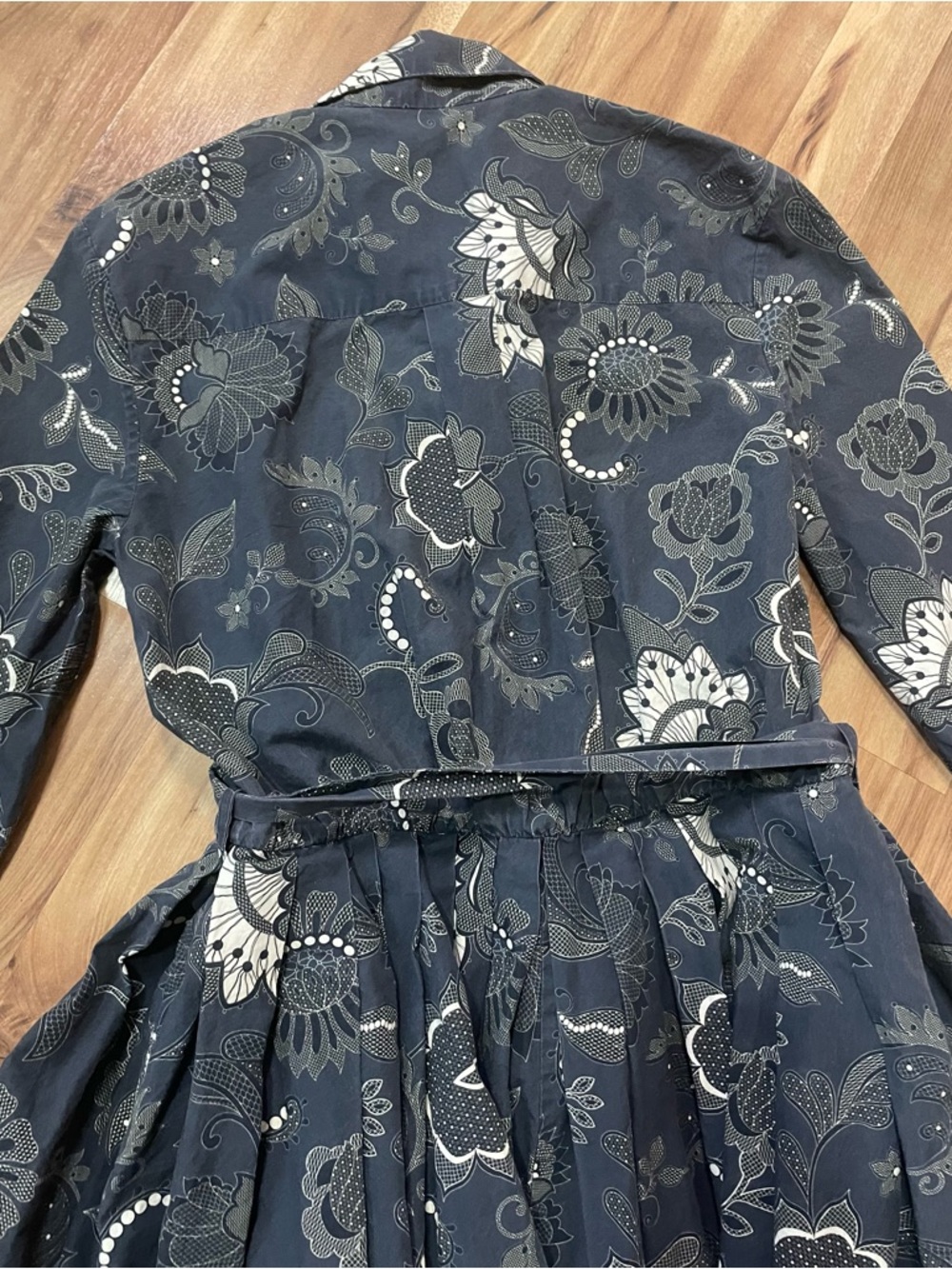 Tucker NYC Allyson Pleated Midi Shirt Dress Organic Cotton Botanical Print XS - Picture 8 of 12